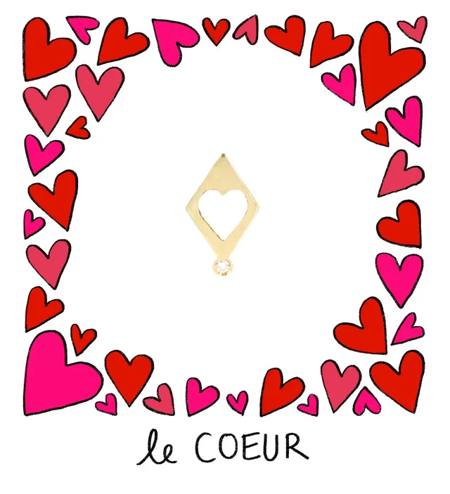 Aimée Aimer Coeur boucle d'oreille or jaune diamant à l'unité