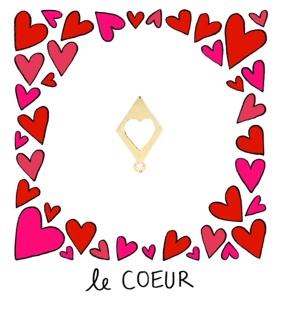 Aimée Aimer Coeur boucle d'oreille or jaune diamant à l'unité