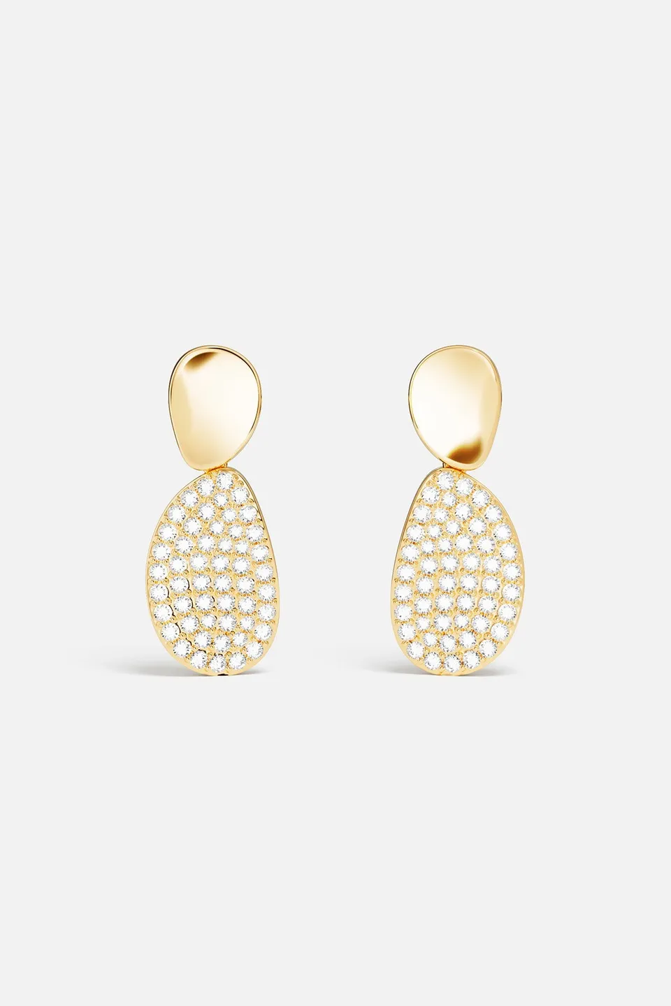 APM Monaco Soleil Galets pendantes dorées zircons