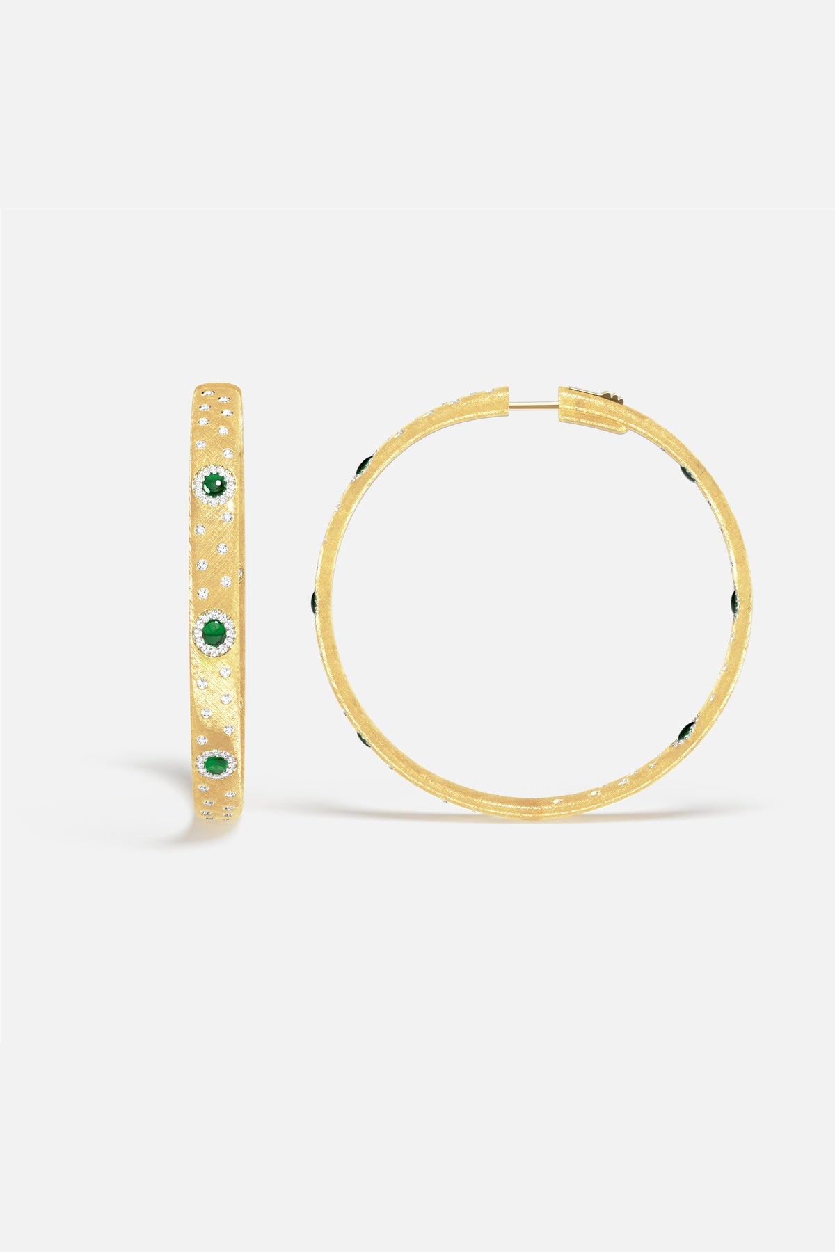 APM Monaco Automne Les Cabochons boucles créoles dorées vertes 50mm
