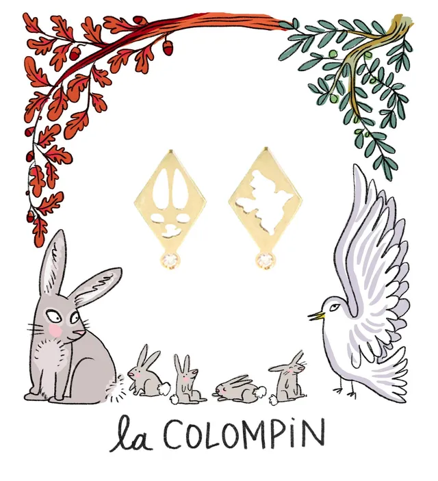 Aimée Aimer Colompin boucles d'oreilles or jaune diamant paire