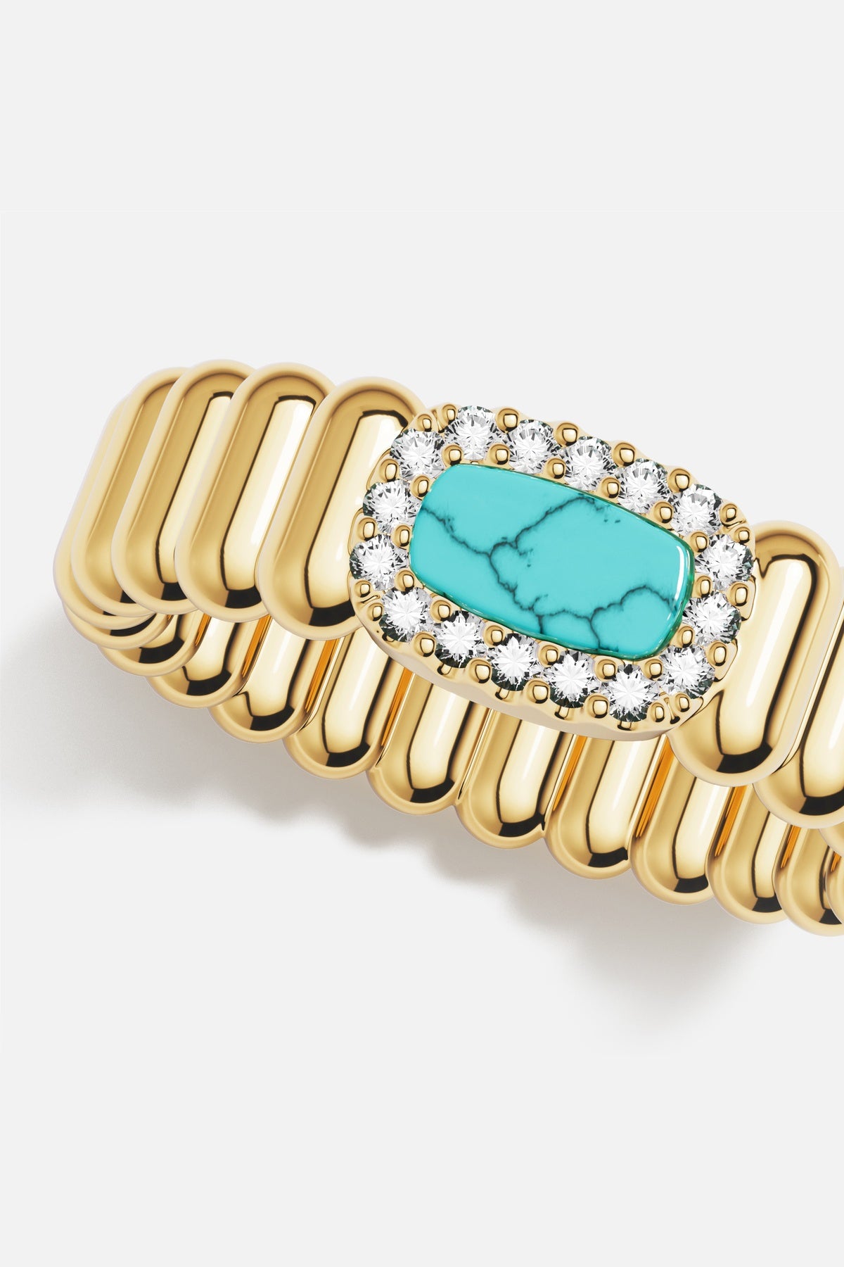 APM Monaco Méditerranée Les Calanques bague turquoise dorée 52