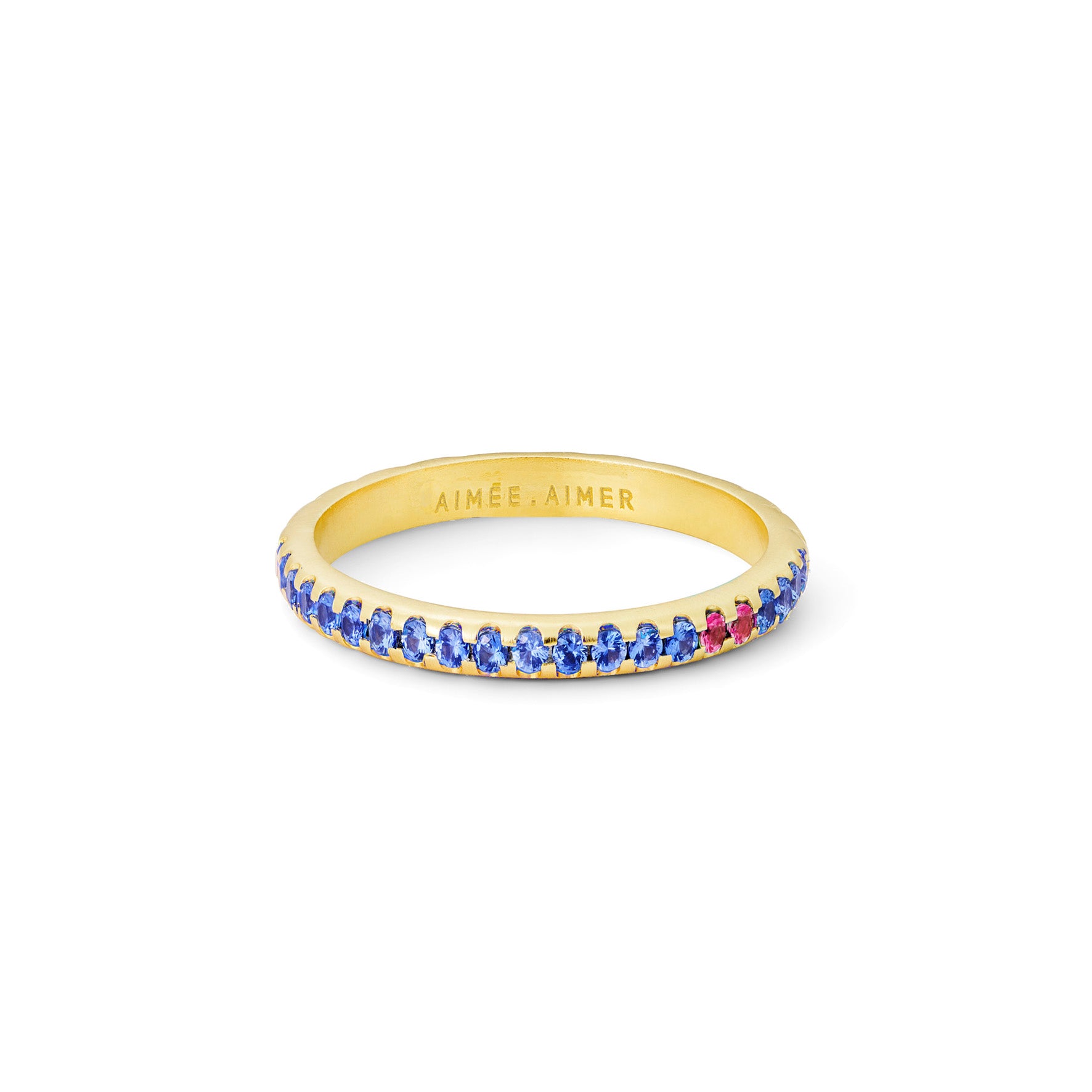 Aimée Aimer Spicy Bague Or Jaune Saphirs Rubis Taille 52