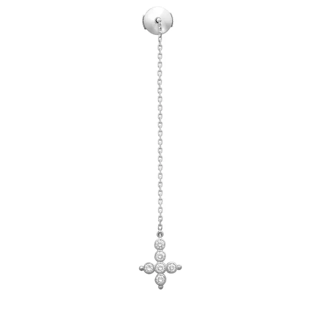Aimée Aimer Petit AA boucle chaîne or blanc diamants paire