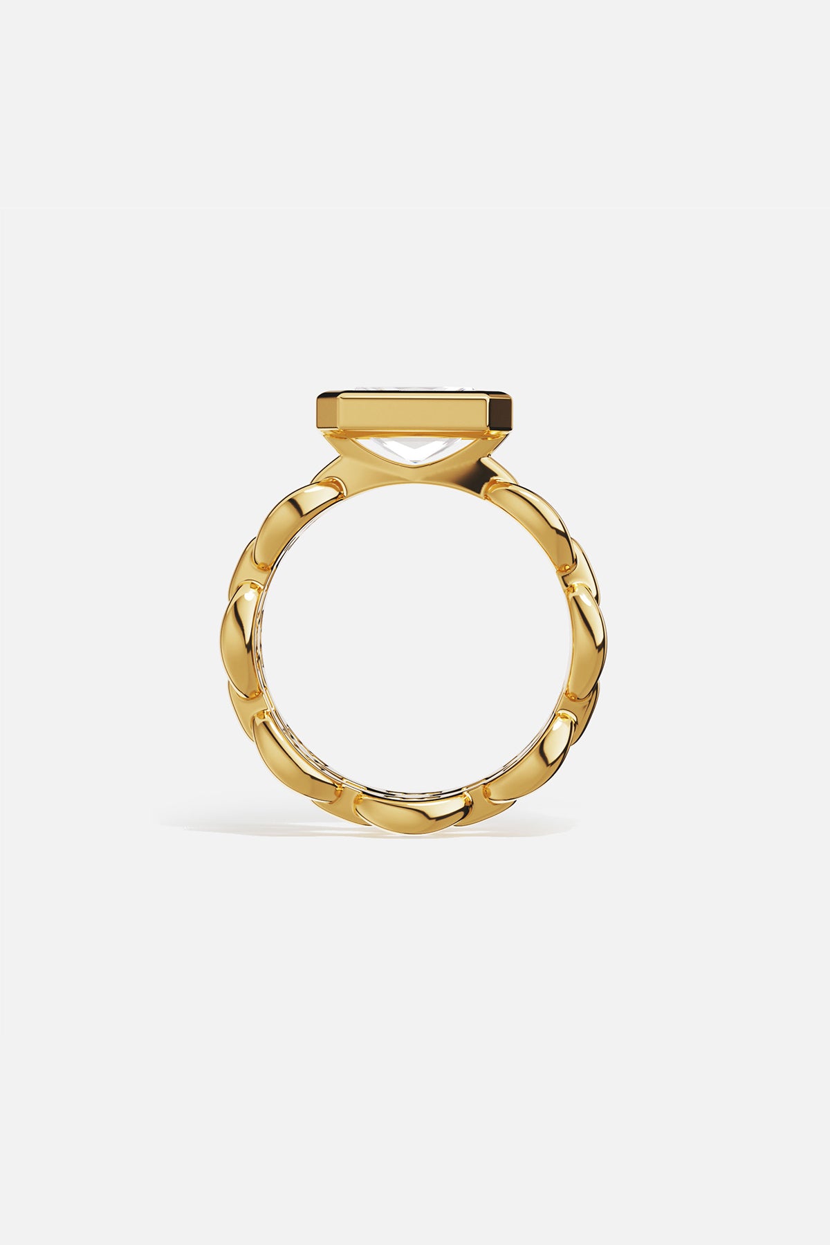 APM Monaco Soleil Enchaîné bague or jaune pavé taille 52