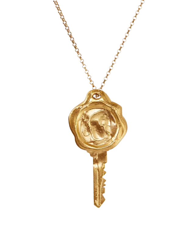 Alighieri Key Library collier clé bronze plaqué or