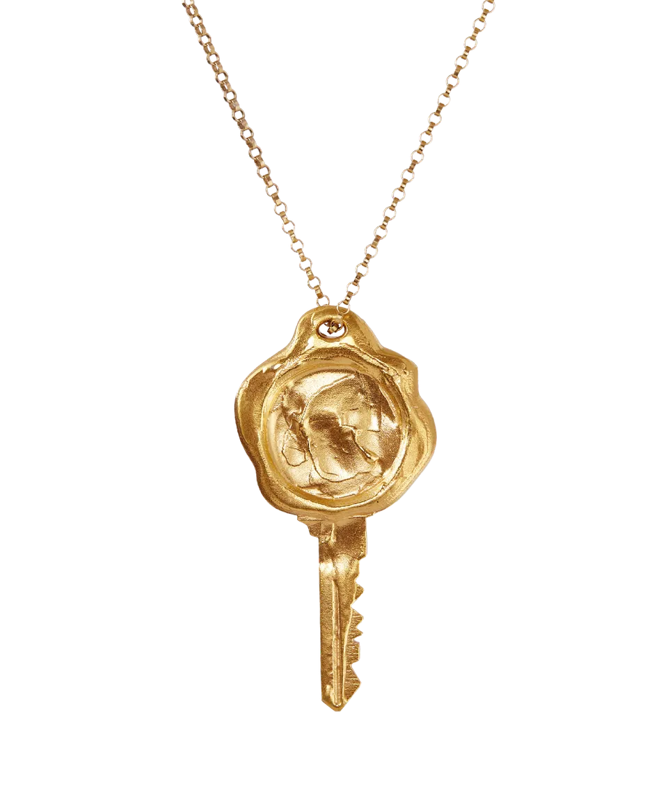 Alighieri Key Library collier clé bronze plaqué or
