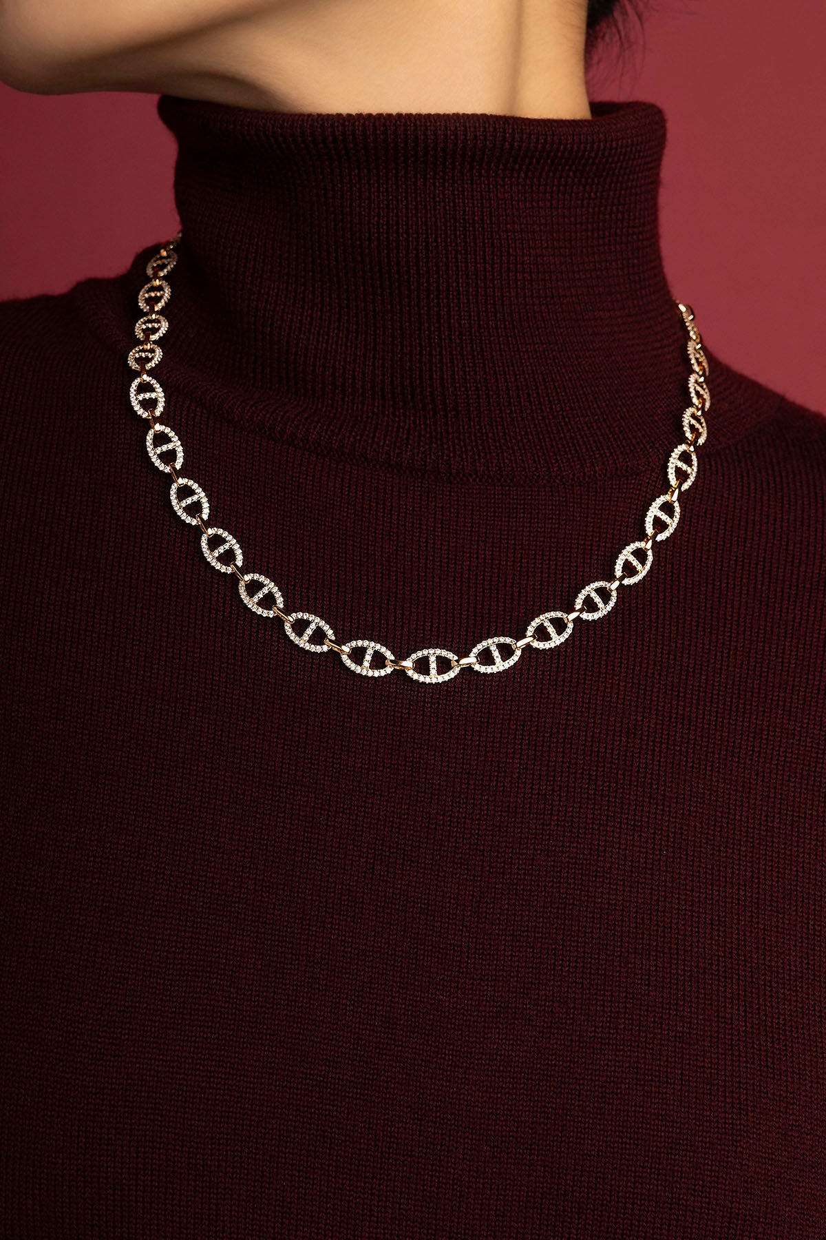 APM Monaco Yacht Club Marine collier doré zircon 45 cm