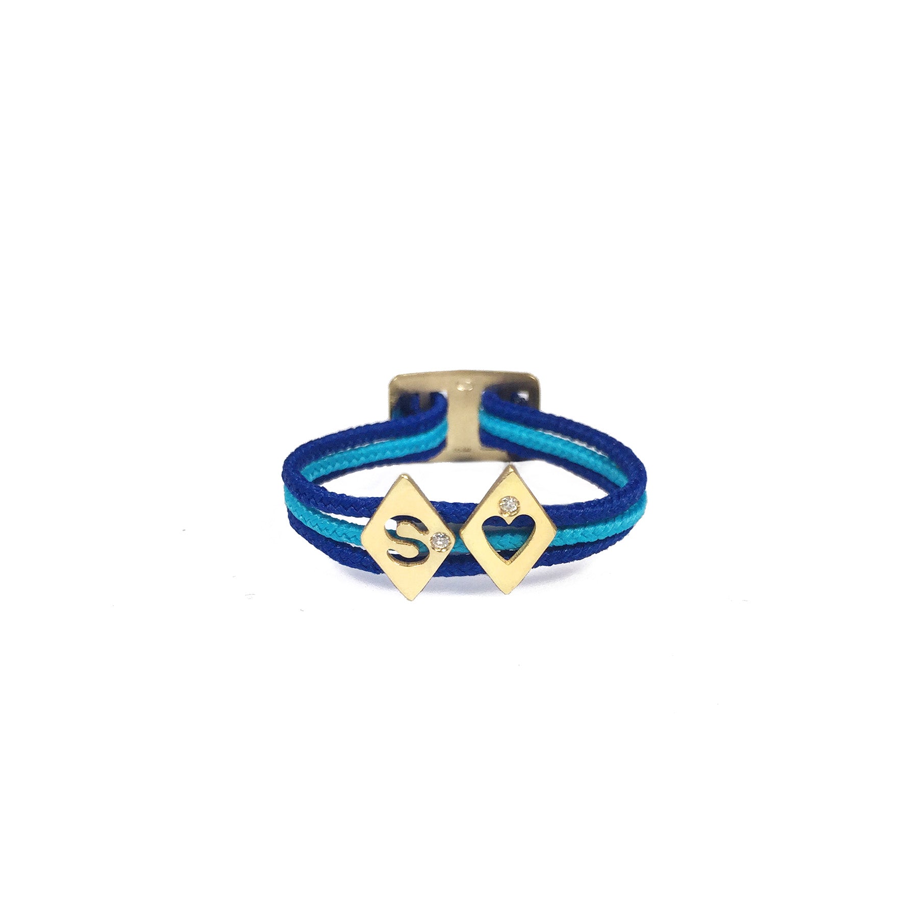 Aimée Aimer Alphabet bague 2 lettres or jaune diamant