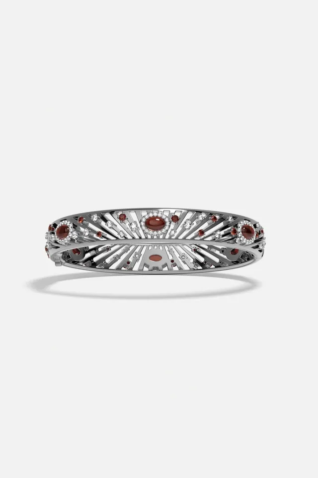 APM Monaco Automne Éventails Bracelet Jonc Gris M 16,5 cm
