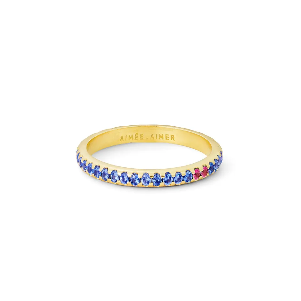 Aimée Aimer Spicy Bague Or Jaune Saphirs Rubis Taille 52