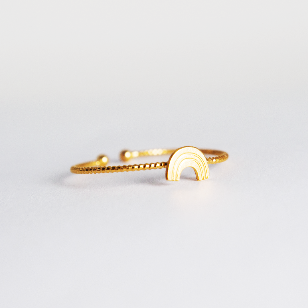 Adorabili Arc-en-ciel bague réglable dorée