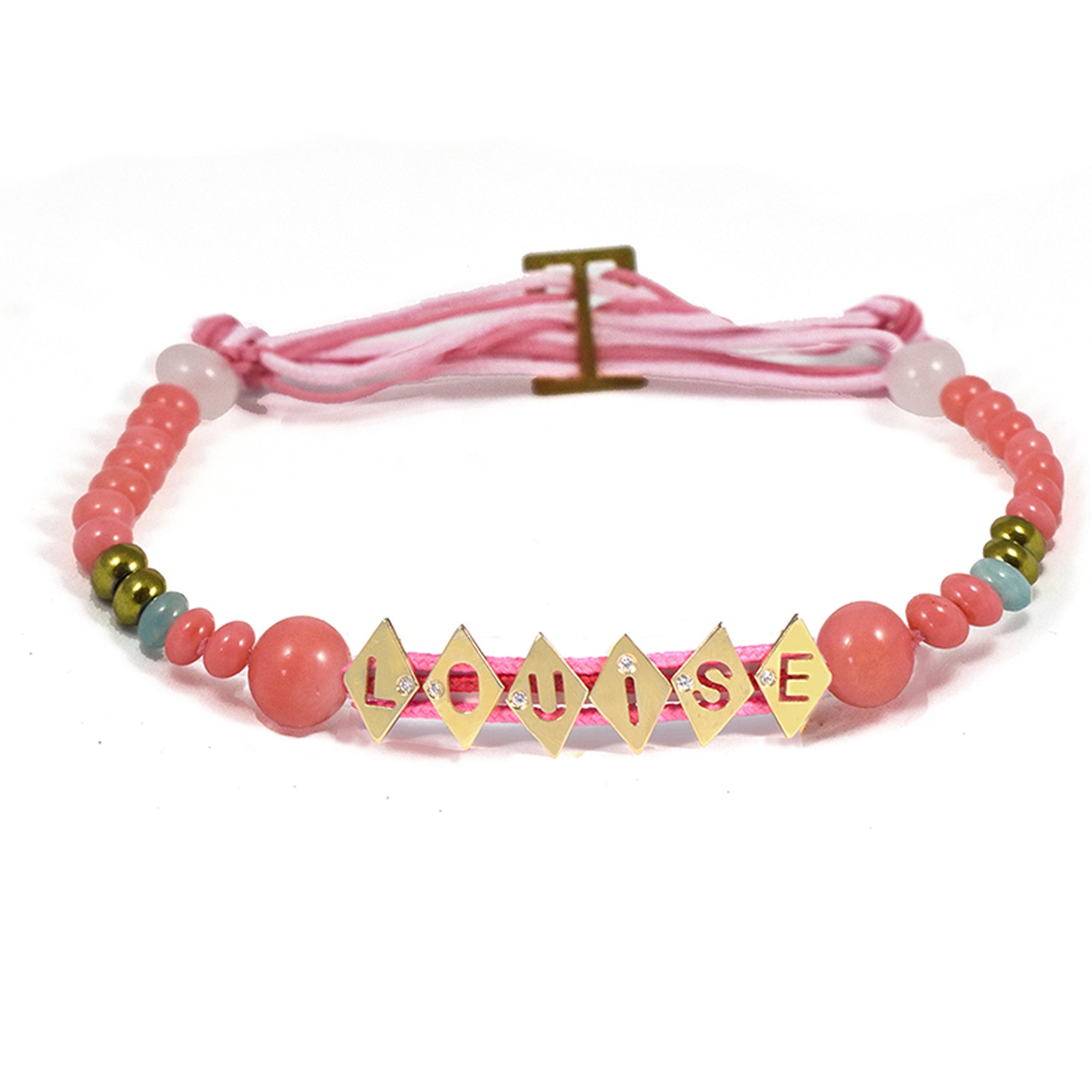 Aimée Aimer Aloha bracelet lettres or jaune diamant 6 lettres