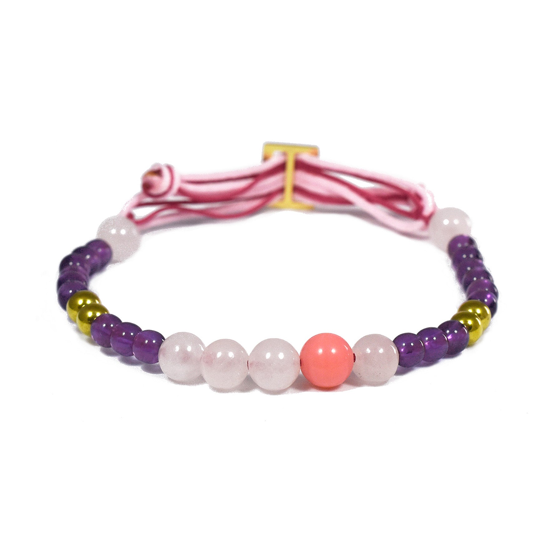 Aimée Aimer Aloha bracelet perlé quartz rose taille unique