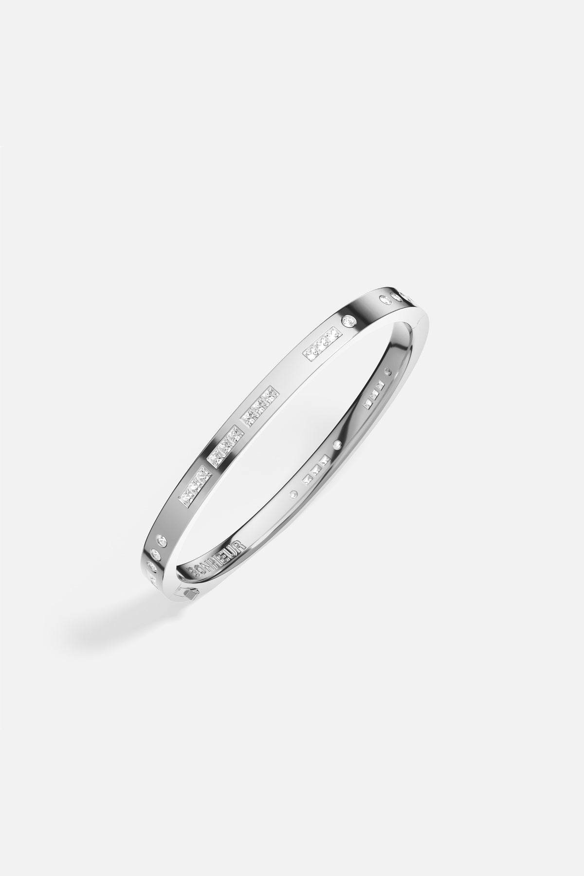 APM Monaco Morse Code BONHEUR jonc blanc zircon