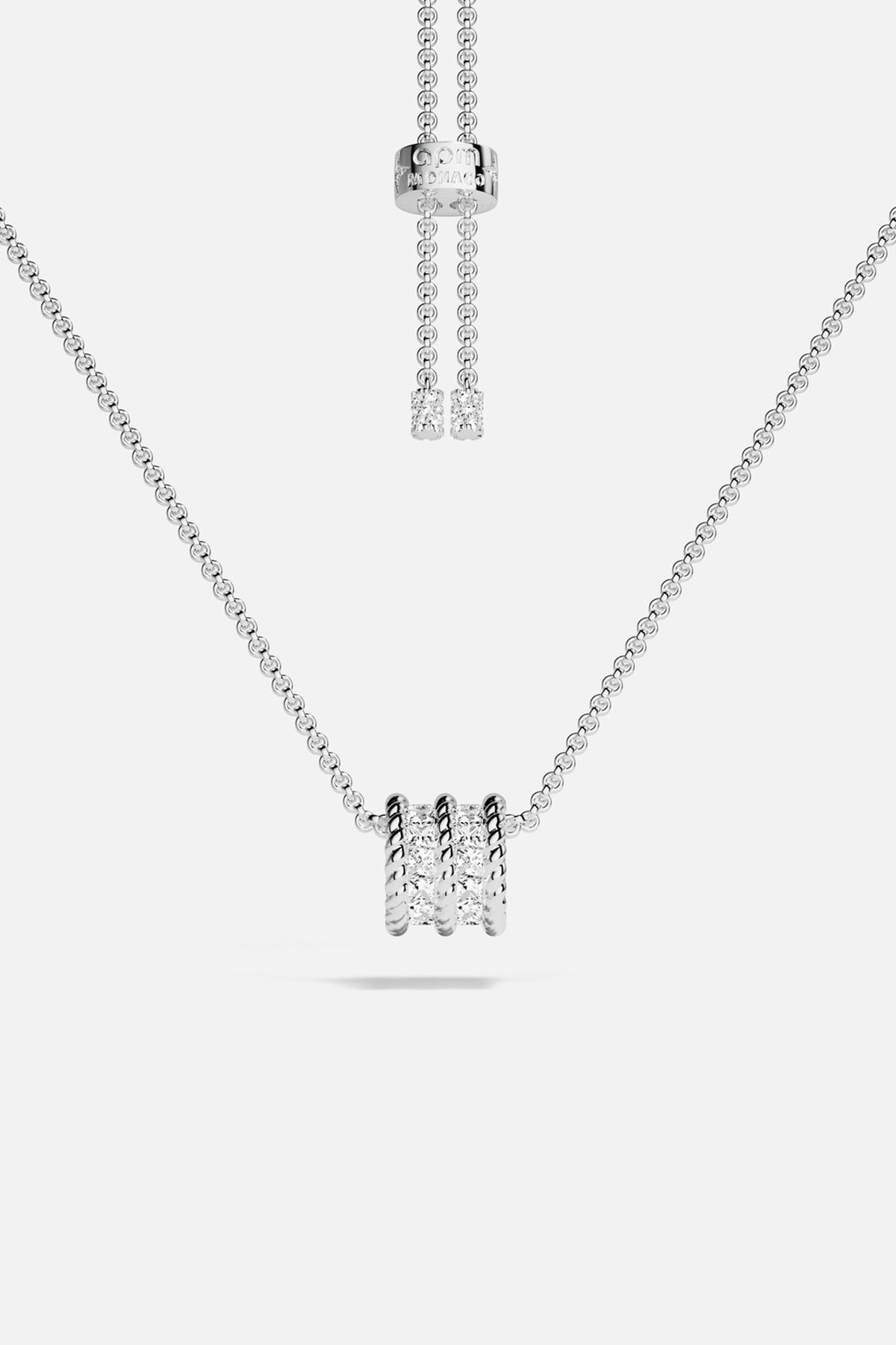 APM Monaco Yacht Club Cordage collier double blanc réglable zircons