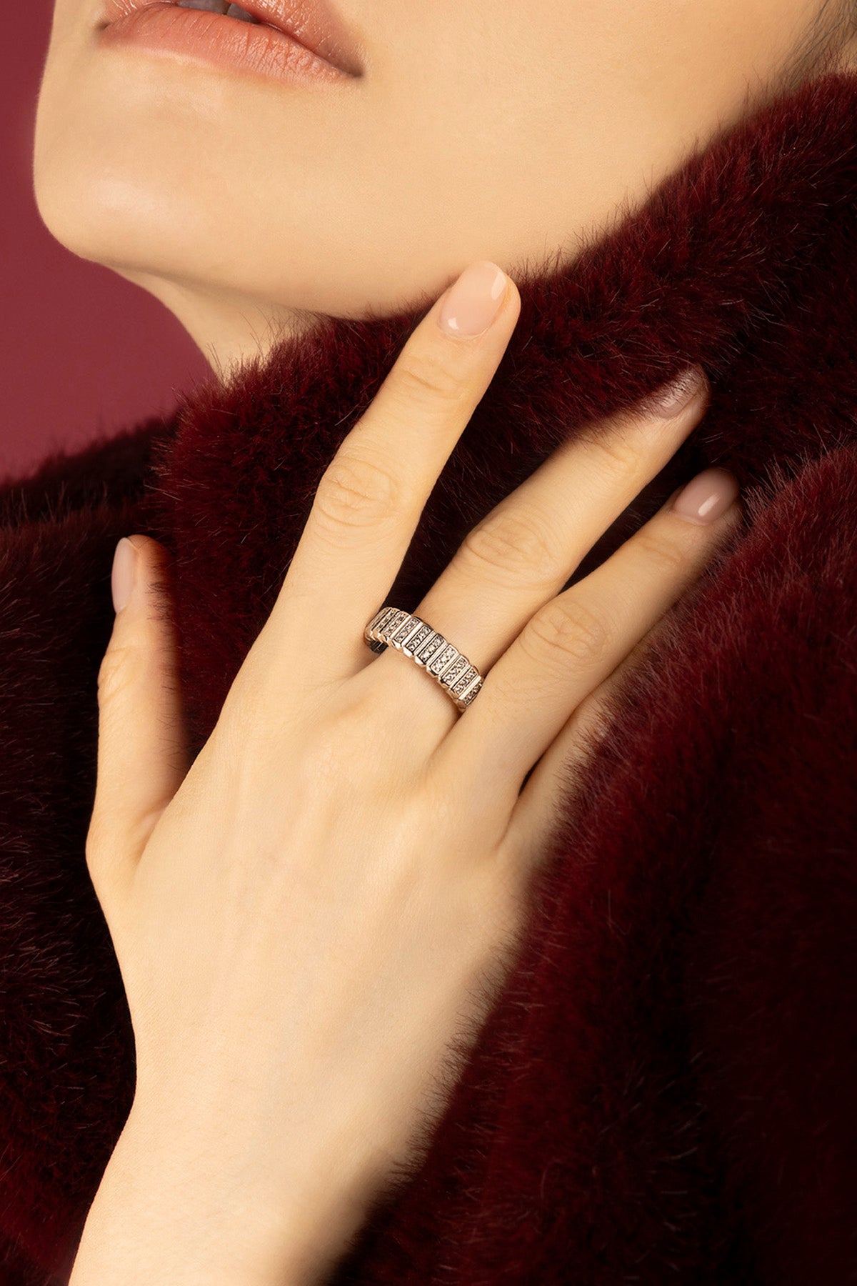 APM Monaco Automne Graphique bague blanche zircon