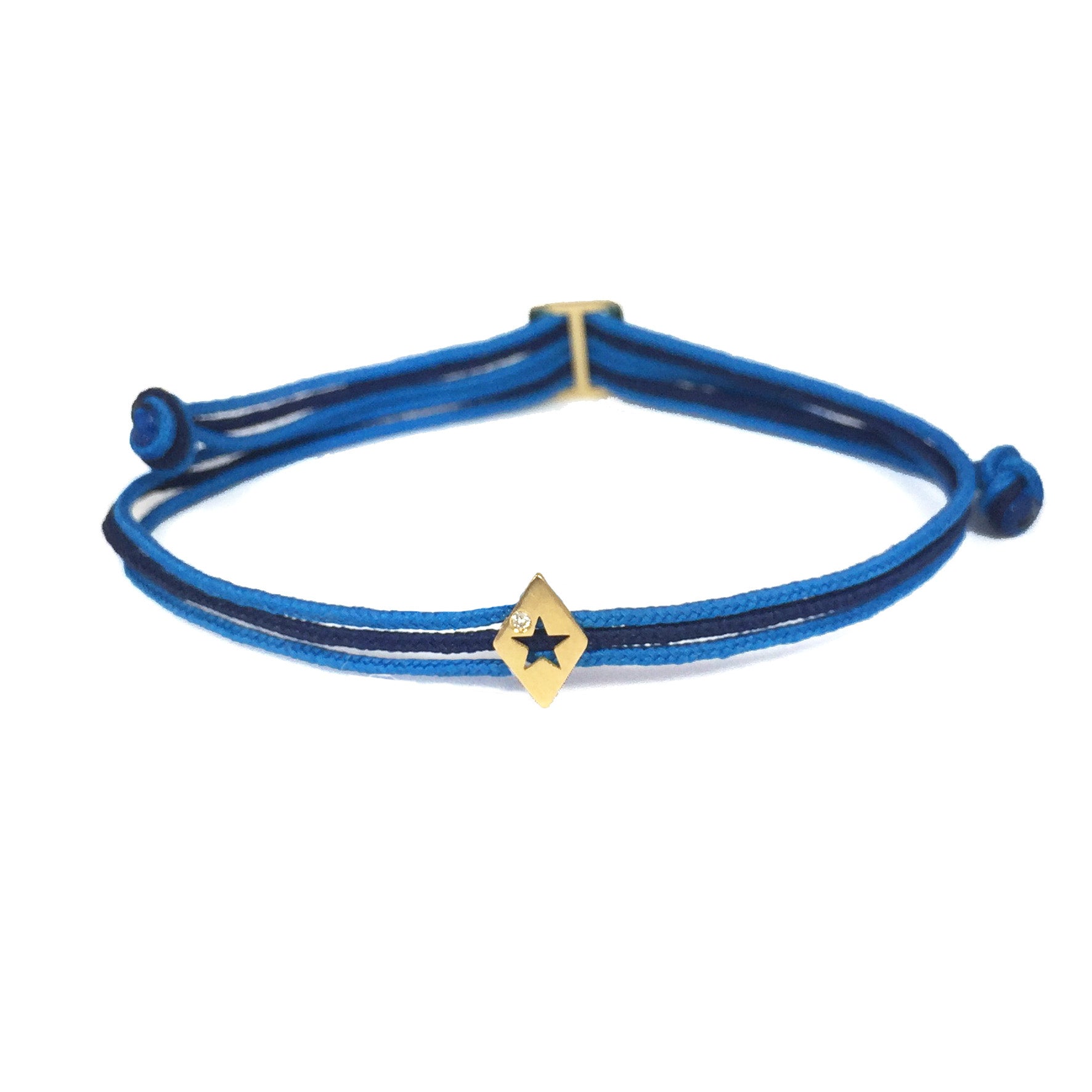 Aimée.Aimer L'Alphabet 1 Lettre Bracelet Or Jaune Diamant Bleu Denim