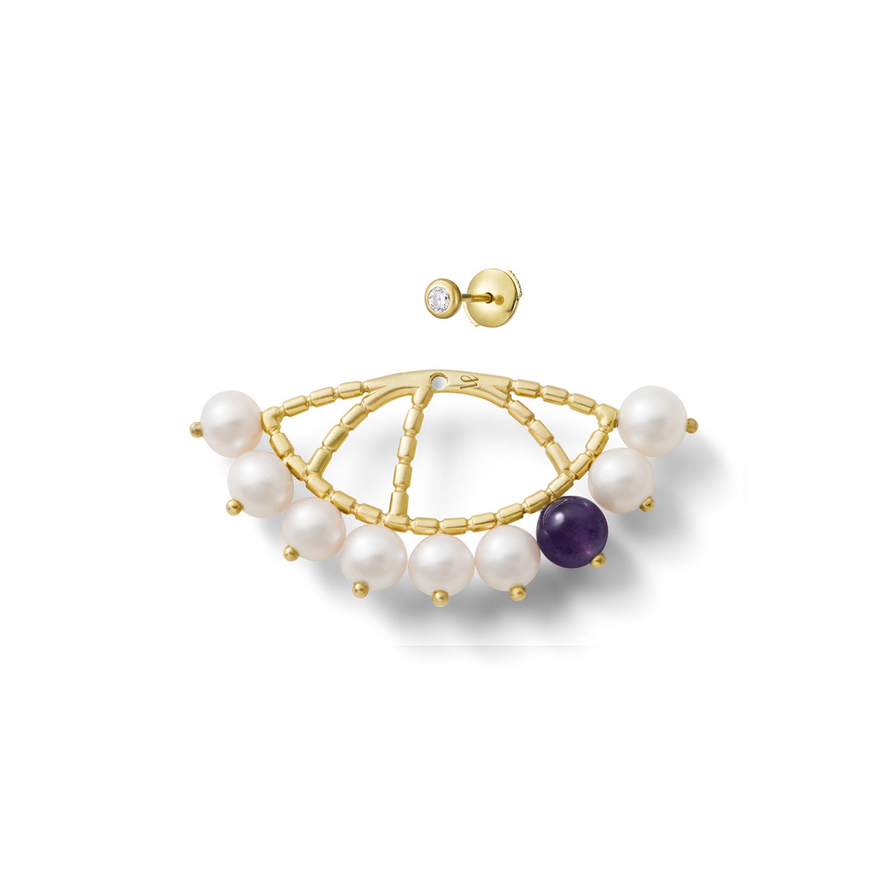 Aimée Aimer Constellation mono boucle d'oreille or jaune améthyste