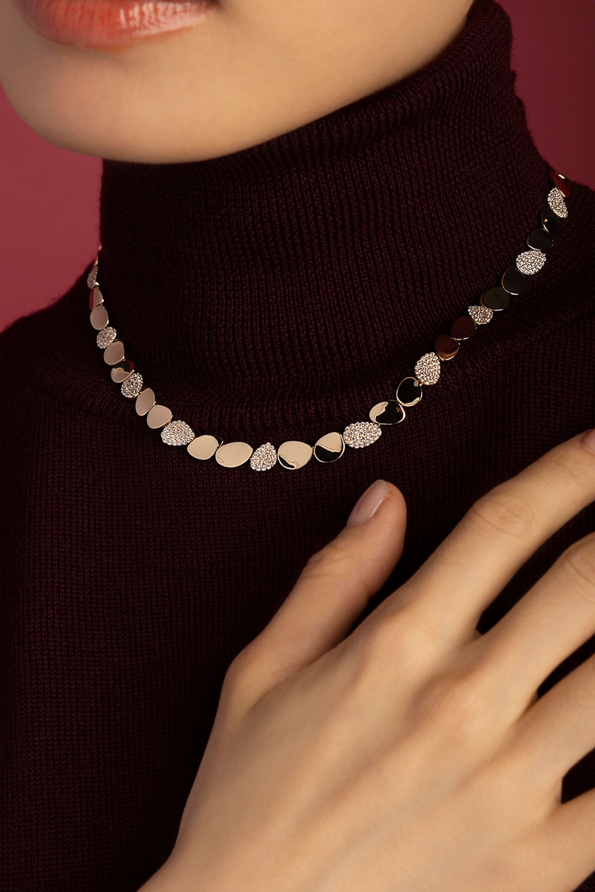APM Monaco Soleil Galets Collier doré 40 cm choker