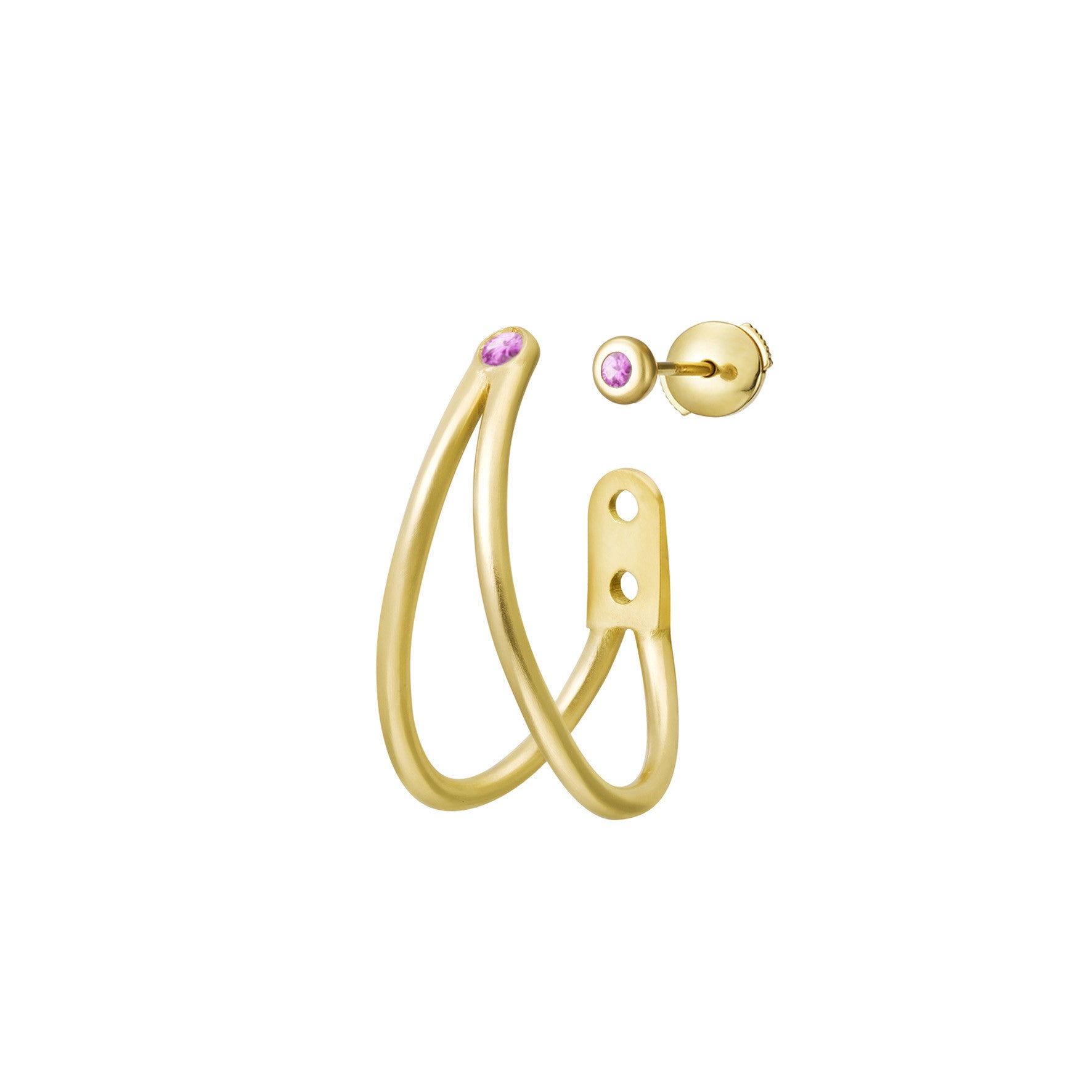 Aimée Aimer Liane boucle oreille or jaune saphir rose unité