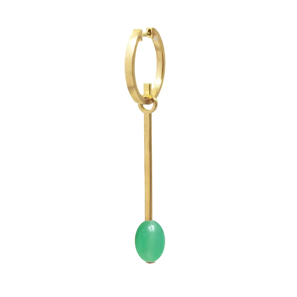 Aimée Aimer Tiare créole longue or jaune perle chrysoprase