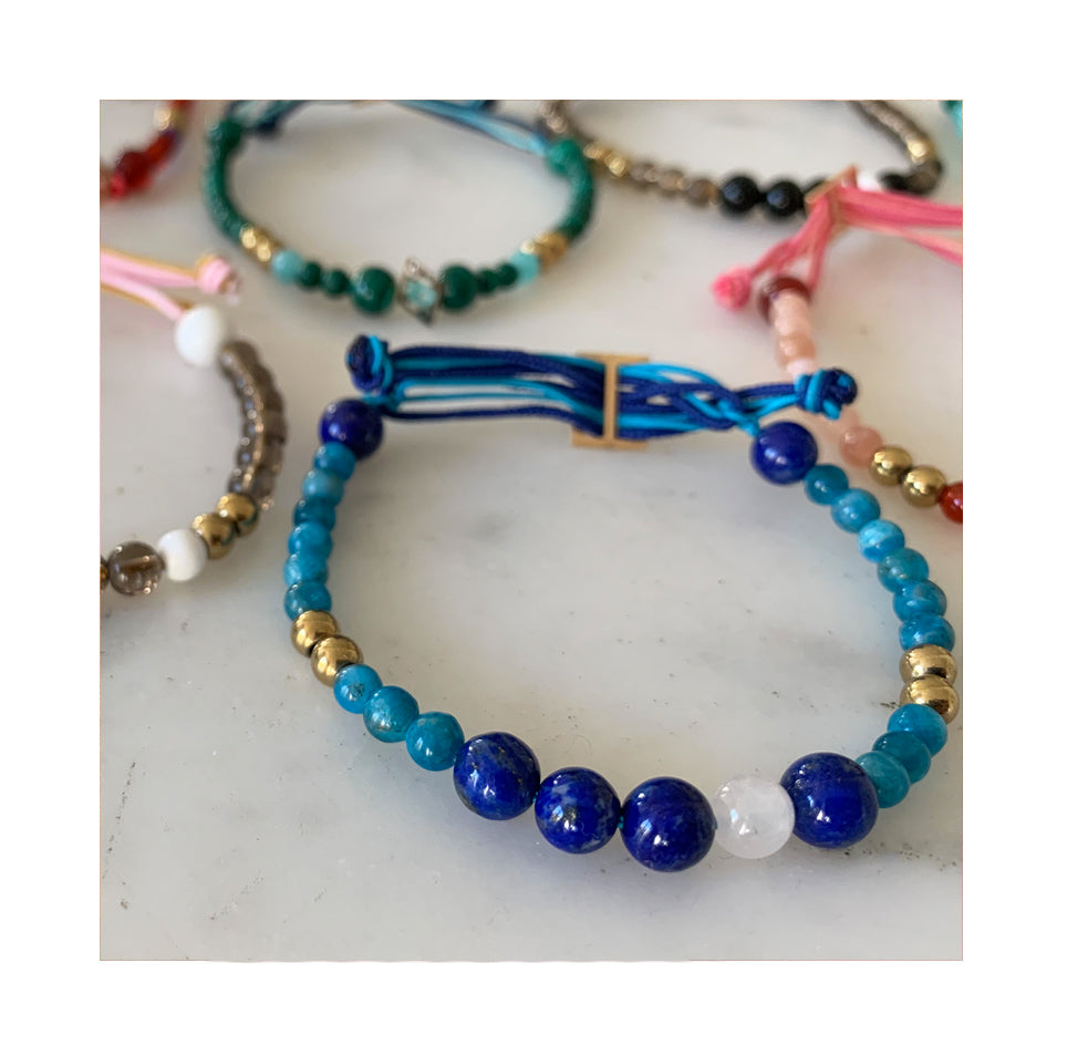 Aimée Aimer Bel Aloha Perlé bracelet or lapis lazuli taille unique