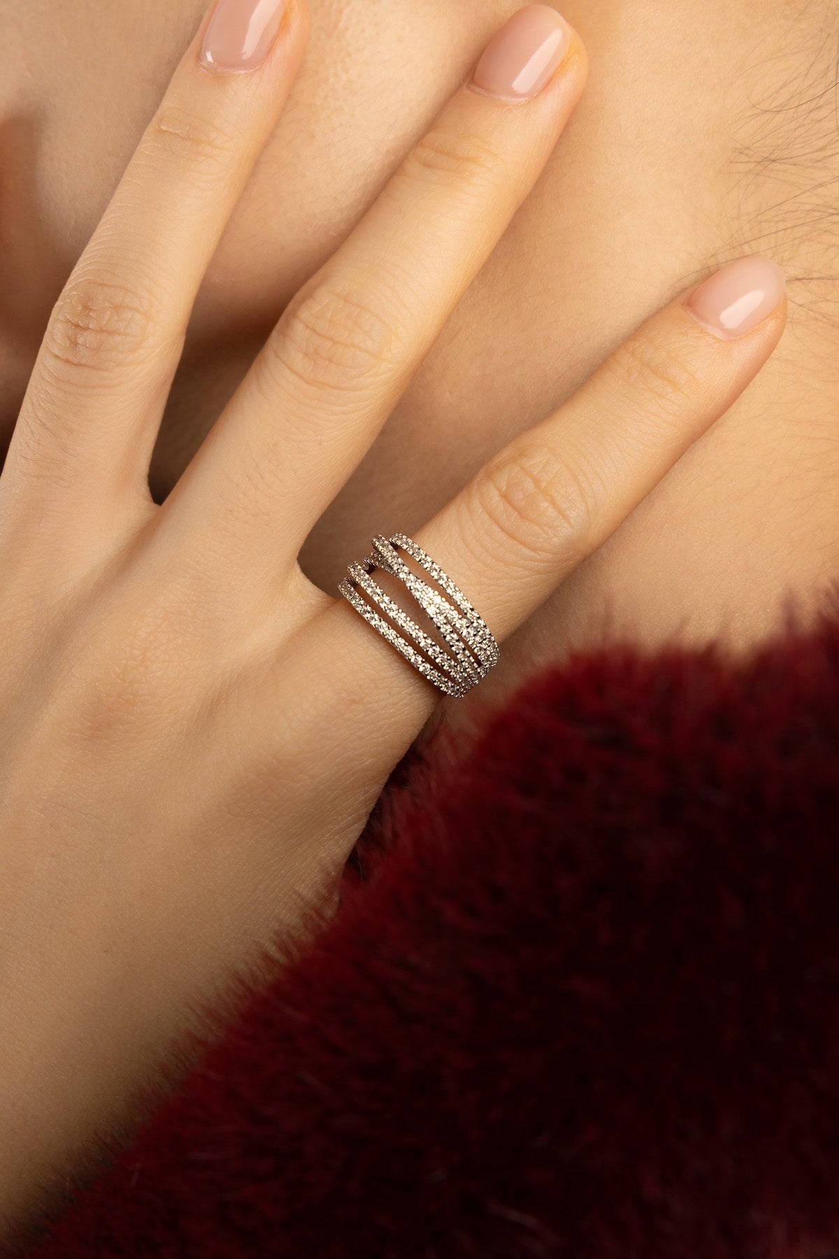 APM Monaco Croisette Promesse 5 rangs bague argentée large