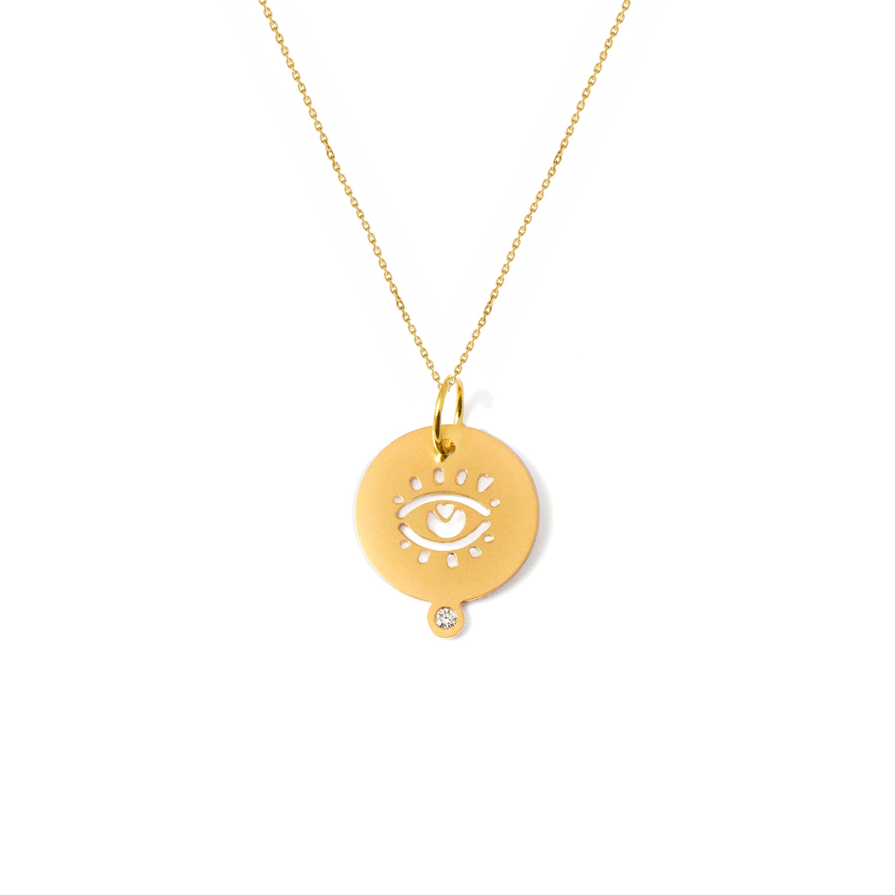 Aimée Aimer Médailles Heureuses médaille Oeil or jaune diamant