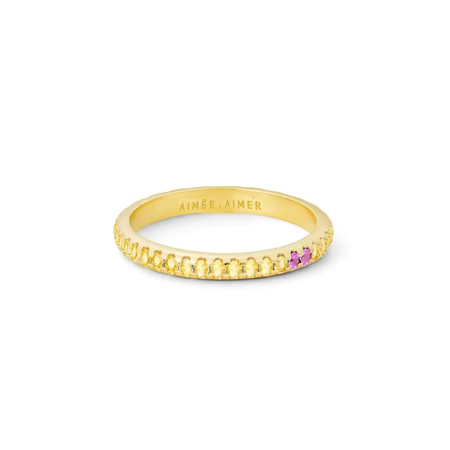 Aimée Aimer Spicy bague or jaune saphirs jaunes roses 52