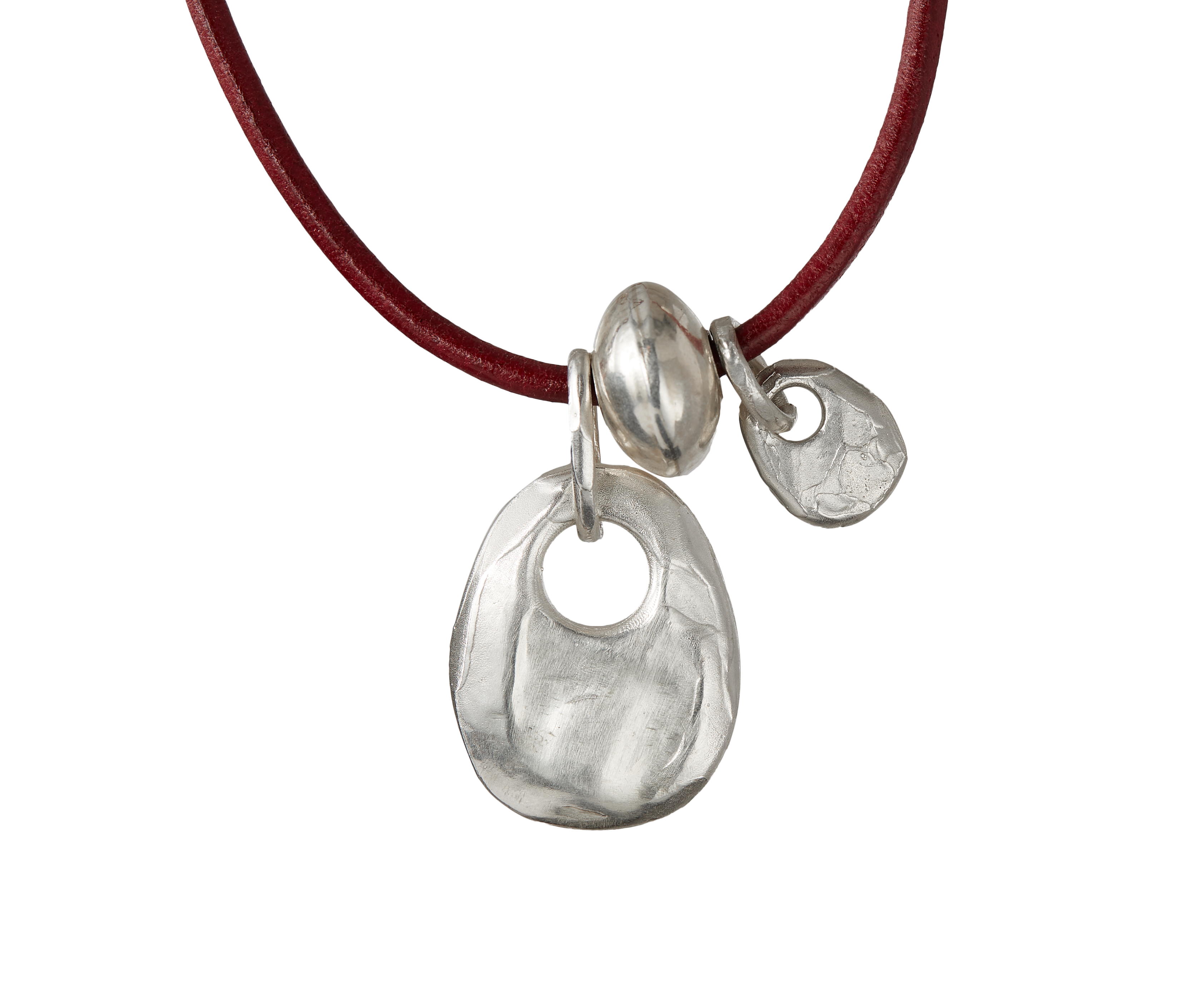 Alighieri Reader on the Shore choker cuir bordeaux argent