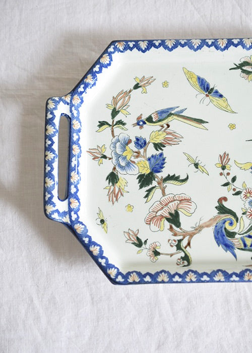 Aimée Aimer Polychrome petit plateau faïence Gien bleu