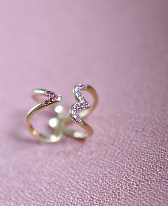 Aimée Aimer Crush Bague or jaune rubis saphirs taille 52