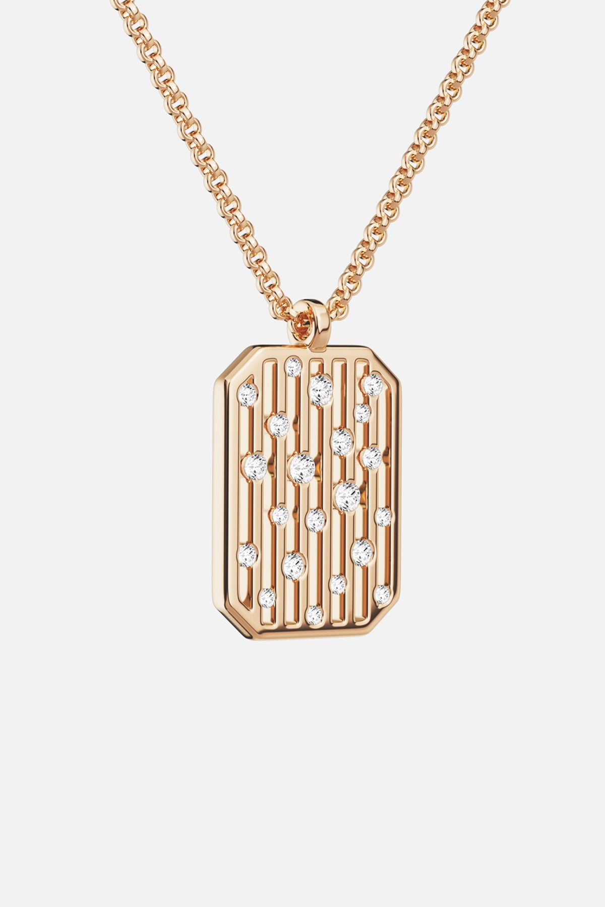 APM Monaco Automne Graphique collier plaque or rose zircon