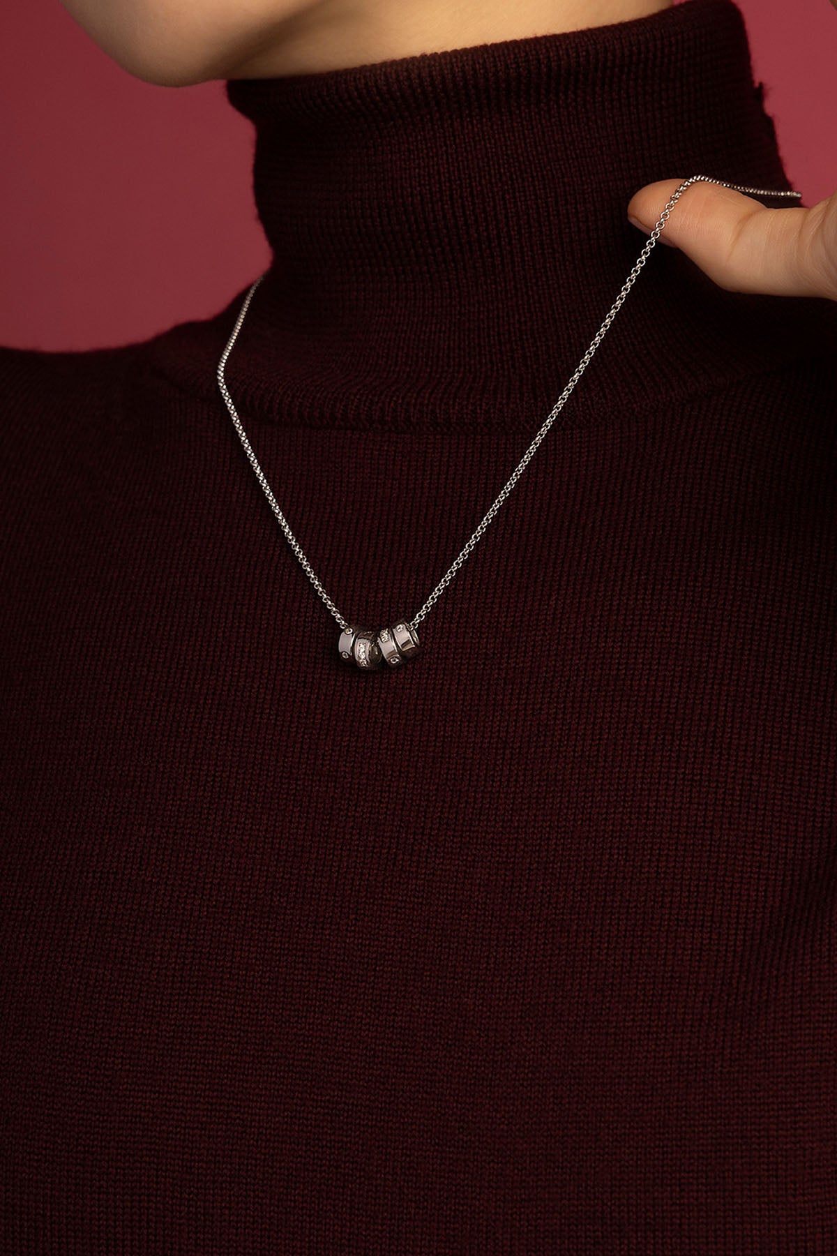 APM Monaco Morse Code LOVE collier ajustable blanc