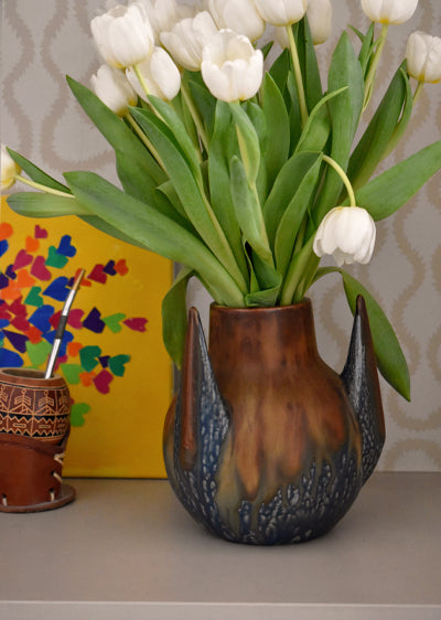 Aimée Aimer Vase diablotin grès flammé bleu 22 cm