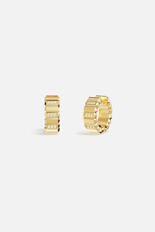 APM Monaco Automne Graphique Boucles Or Zircons 17 mm