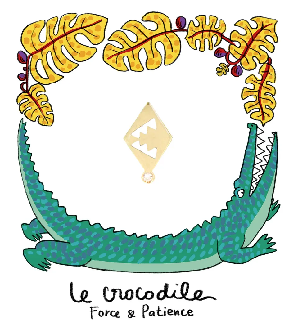 Aimée Aimer Crocodile boucle d'oreille or jaune diamant seule