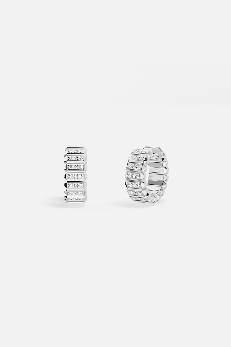 APM Monaco Automne Graphique Créoles Argent 17 mm Blanc