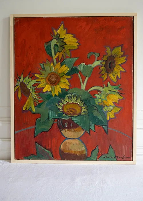 Aimée Aimer Œuvres huile sur toile Marchou tournesols 65x54