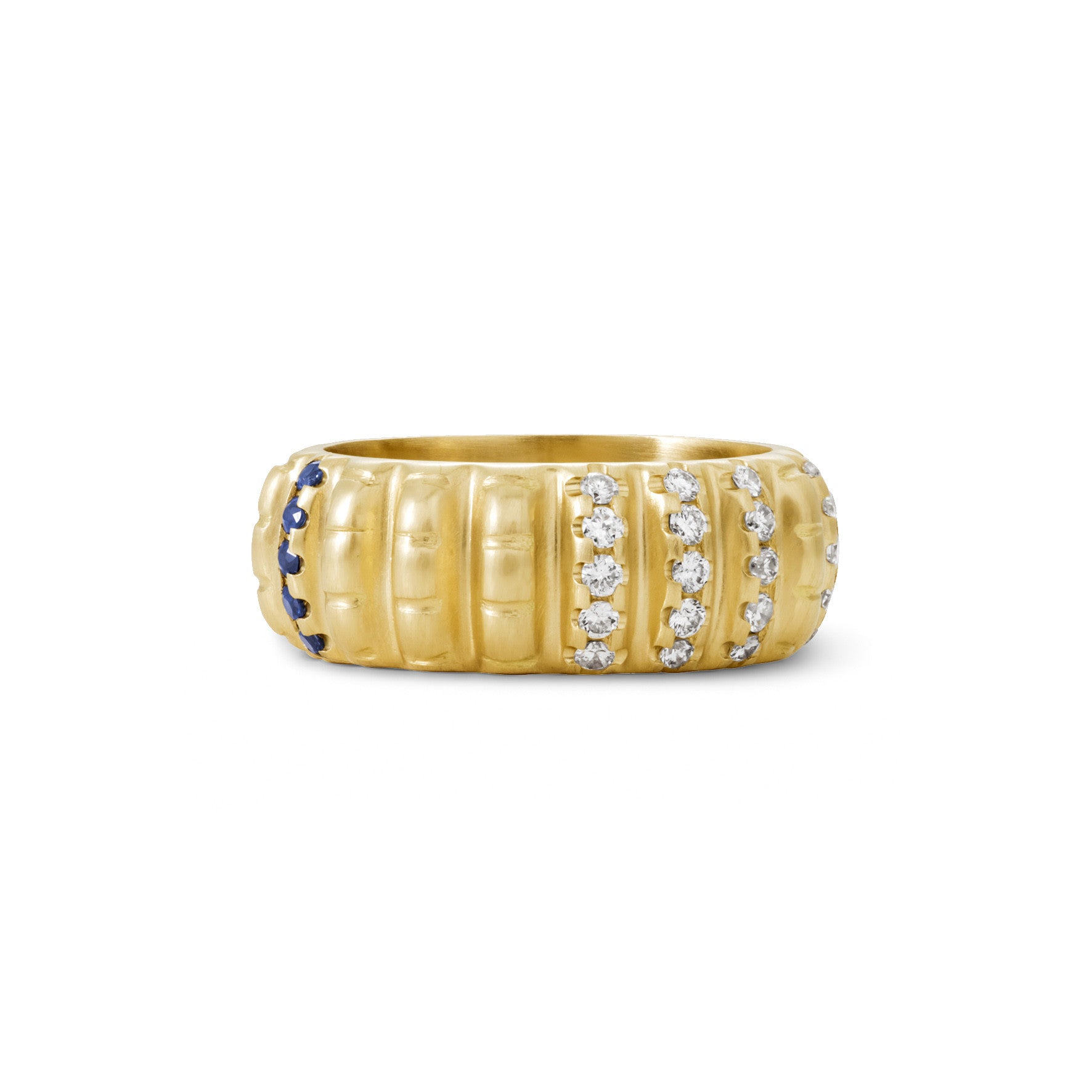 Aimée Aimer Lignes F. bague or jaune saphirs diamants