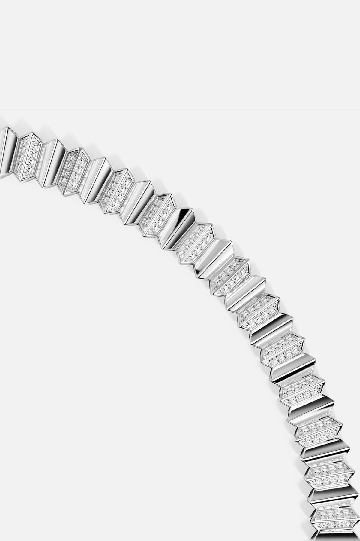 APM Monaco Yacht Club Up and Down collier blanc L 42 cm zircons