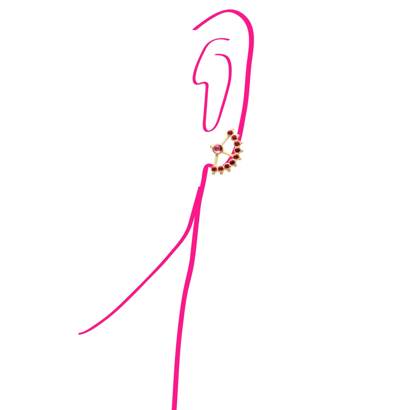 Aimée Aimer Beija-flor boucles d'oreilles or jaune paire rubis