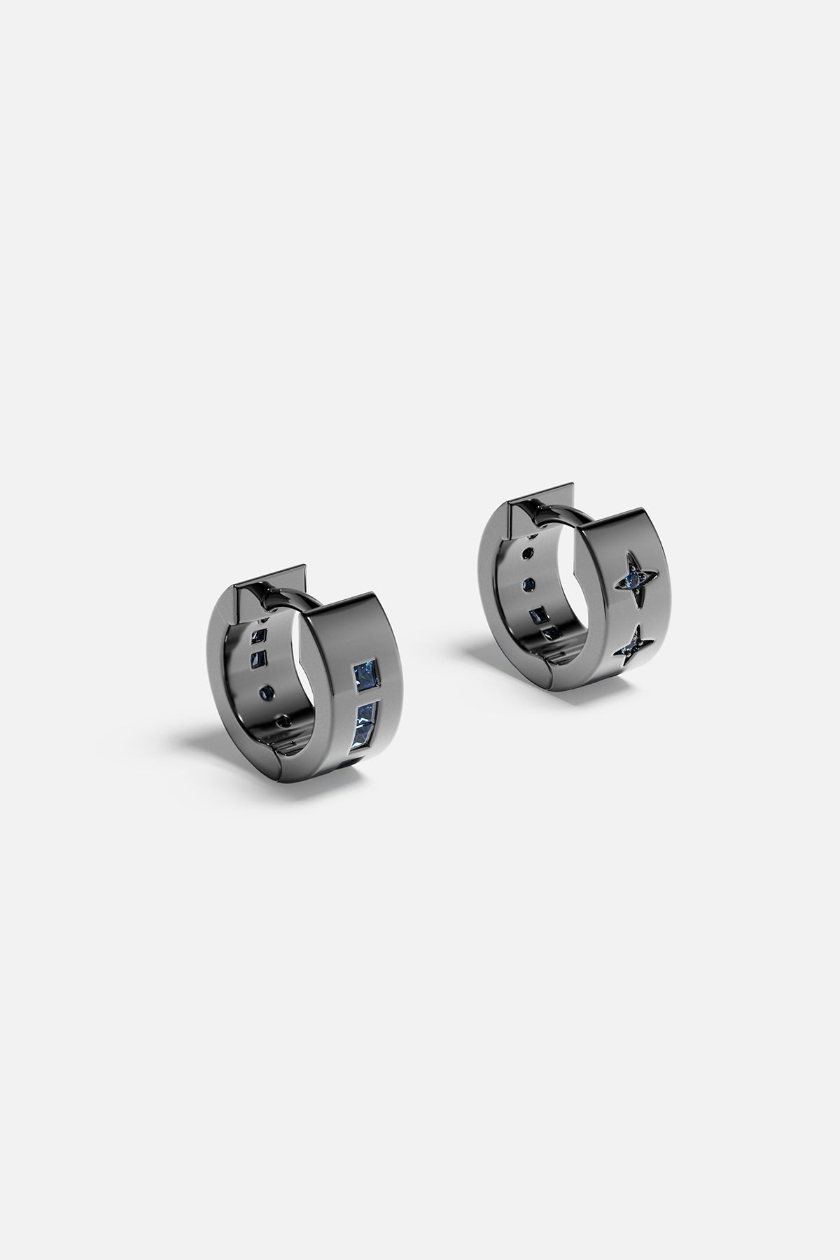 APM Monaco Morse LOVE mini créoles bleues grises 11 mm