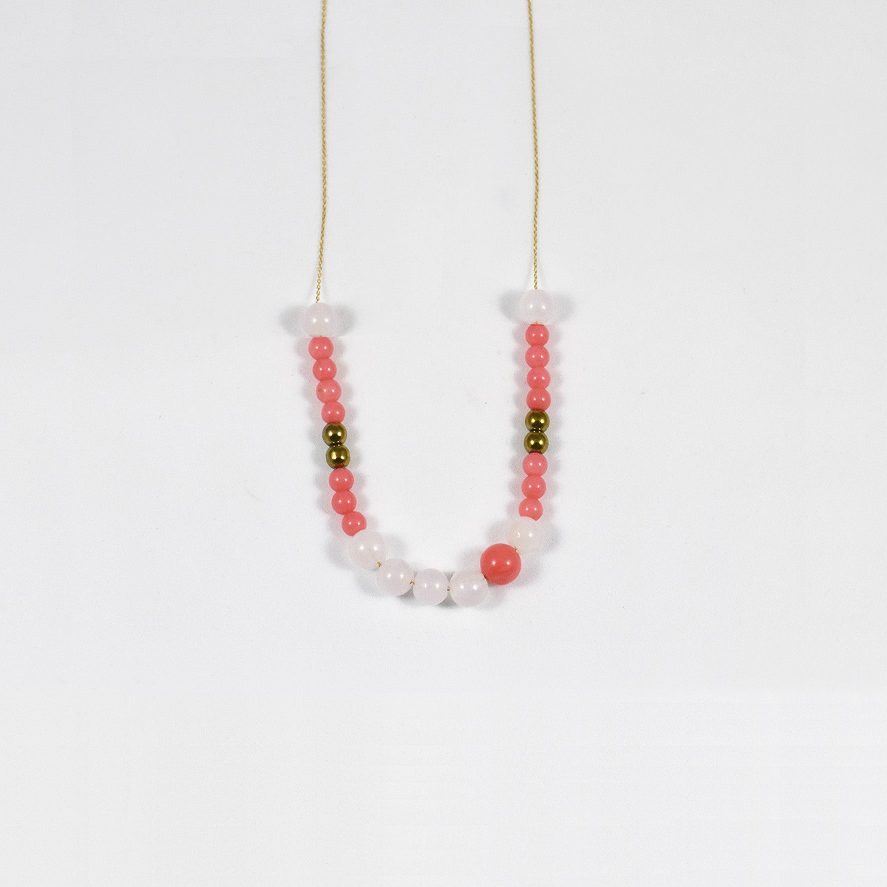Aimée Aimer Bel Aloha collier perlé or jaune quartz rose