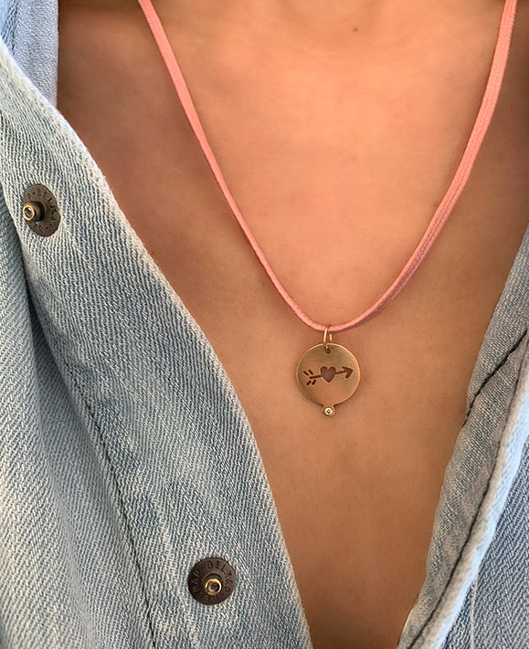 Aimée Aimer Amoureuse médaille or jaune diamant 14 mm