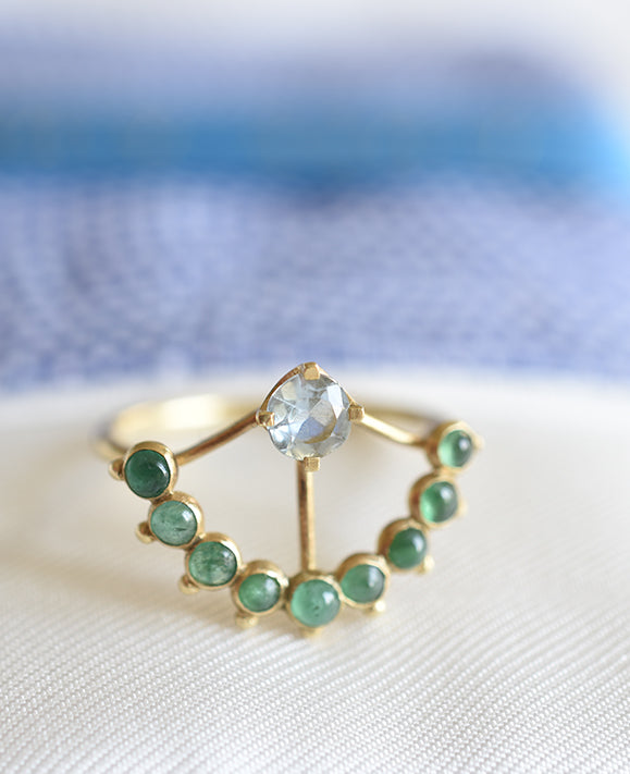 Aimée Aimer Beija-Flor bague or jaune aigue-marine taille 52