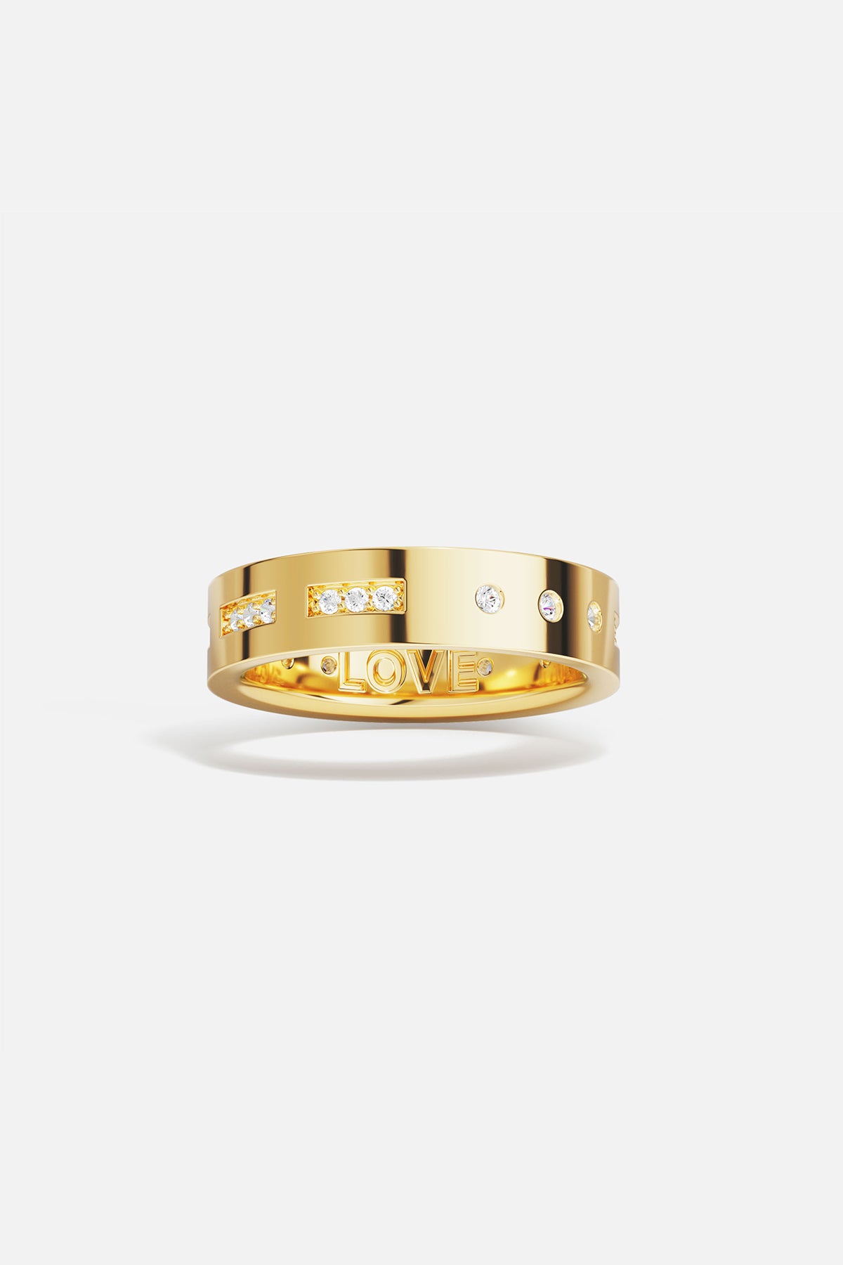 APM Monaco Morse Code LOVE bague anneau doré zirconias taille 52