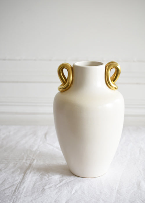 Aimée Aimer Monroe vase céramique blanc anses dorées 31 cm