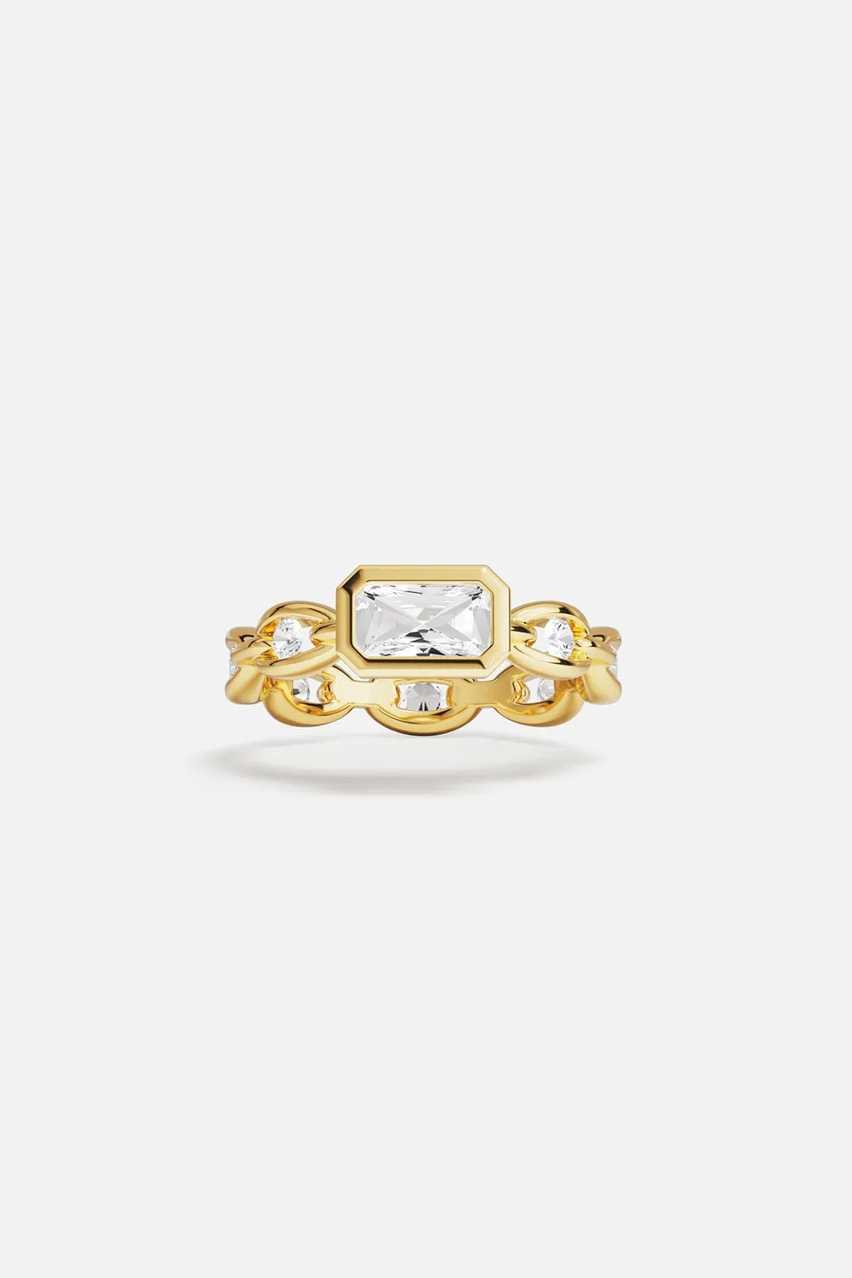 APM Monaco Soleil Enchaîné bague dorée pavée